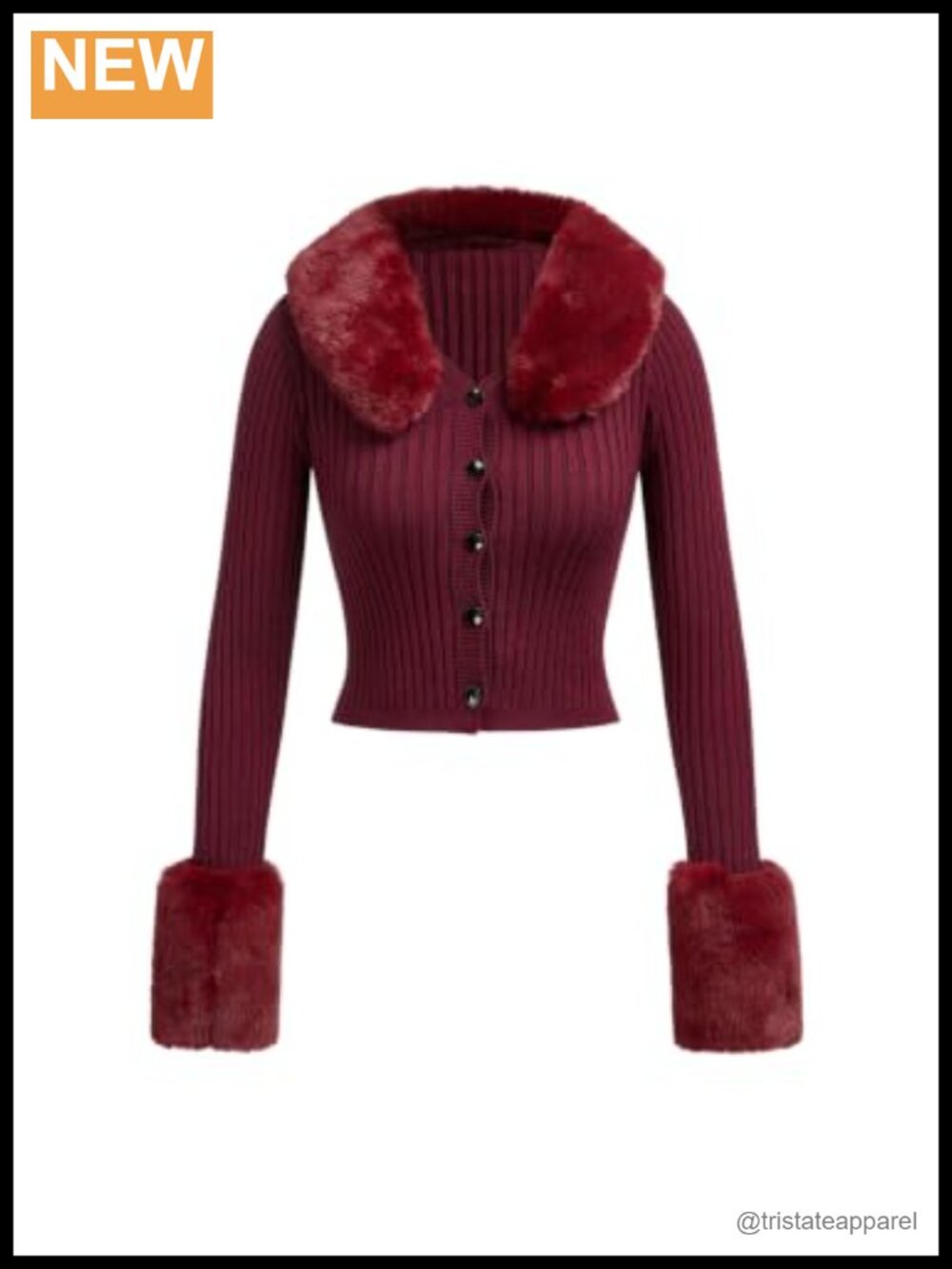 Faux Fur Collared Cardigan Sweater Women